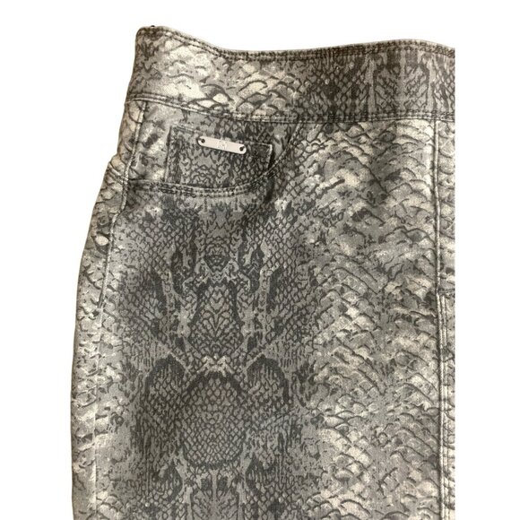 Coco Carmen Gray Snake Print Denim Mini Skirt With Frayed Hem Medium - Picture 3 of 13